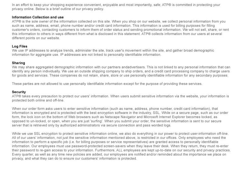 atp Car Boutique Privacy Policy  904-268-6797
